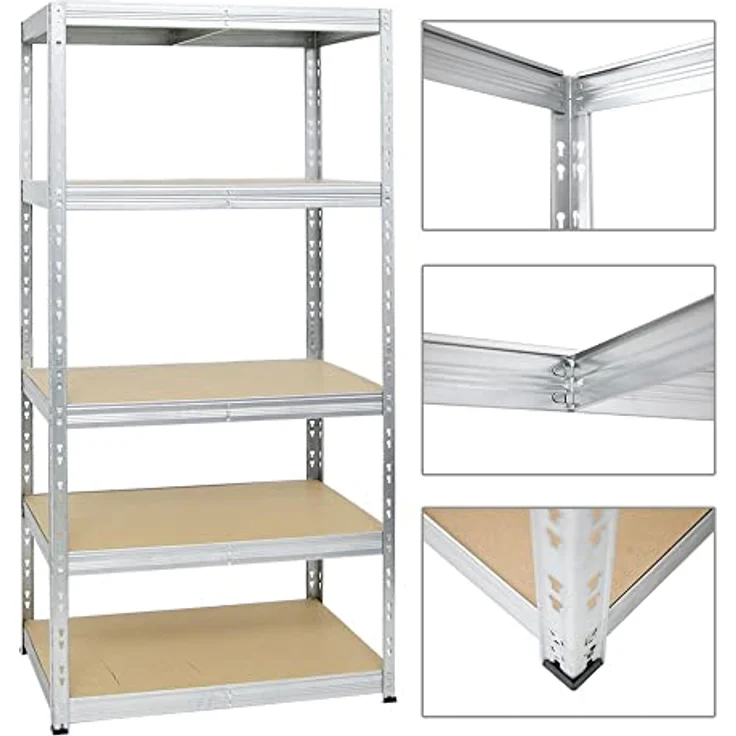 Proregal Schwerlastregal Tiger, 5 Böden, 265 kg Traglast pro Boden, verzinkt, HxBxT 180x90x60 cm – Bild 4