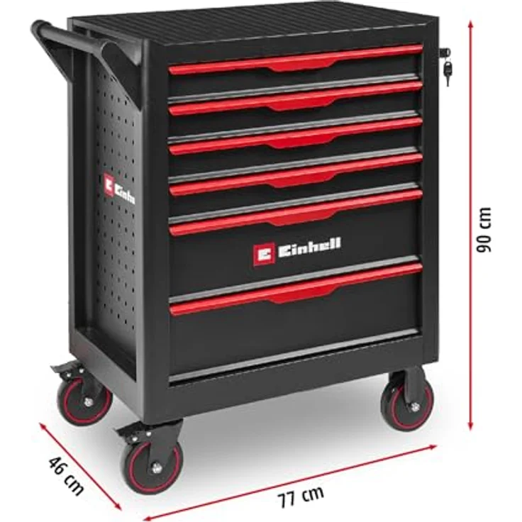 Einhell Werkstattwagen 149-tlg., inkl. 70 Bits, 11 Ringgabelschlüssel und Zangen, kugelgelagerte Schubladen, abschließbar, mobil – Bild 15