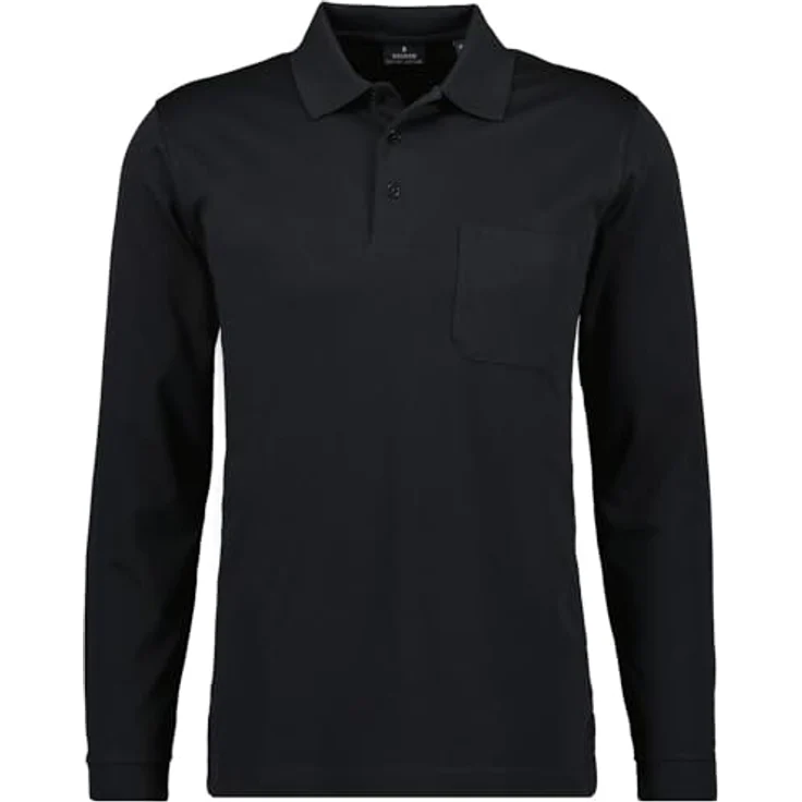 RAGMAN Herren Langarm-Poloshirt - Soft Knit Polo Knopf, einfarbig, mit Brusttasche – Bild 2