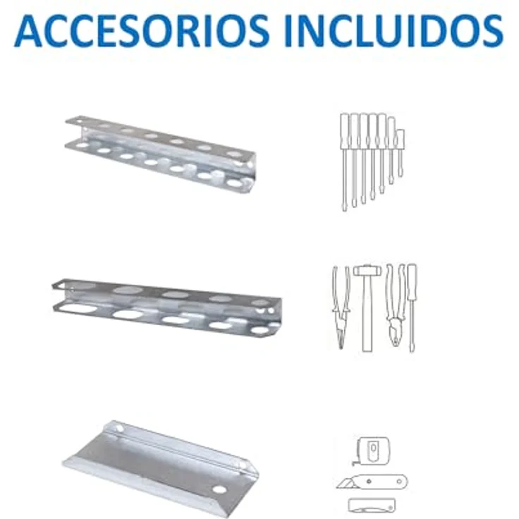 Simon Rack Werkzeugwand Simonwork, Organizer für Werkzeuge mit 14 Haken und 3 Halterungen, 1500 x 600 mm, Anthrazit – Bild 3