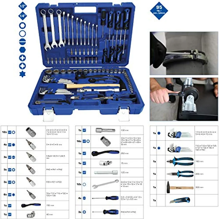 BRILLIANT TOOLS BT024095 1/4" + 1/2" Universal-Werkzeug-Satz, 95-tlg [Powered by KS TOOLS] - Zeitersparnis und Komfort durch 2-Komponenten-Griff, 95-teiliges Set in verschiedenen Größen – Bild 3