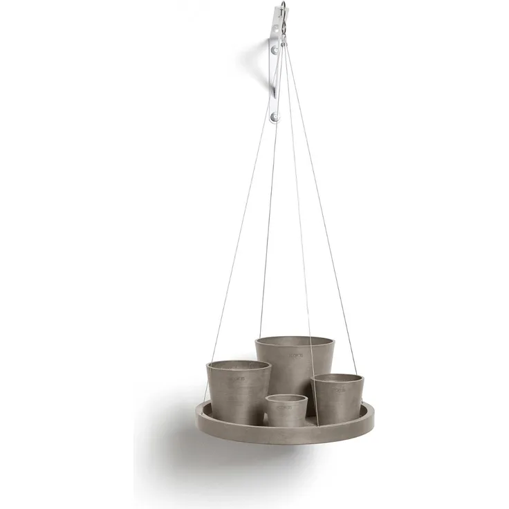 Ecopots Hanging Saucer Untersetzer, braungrau, 36 cm x 3 cm, handgefertigtes Design für kleine Töpfe