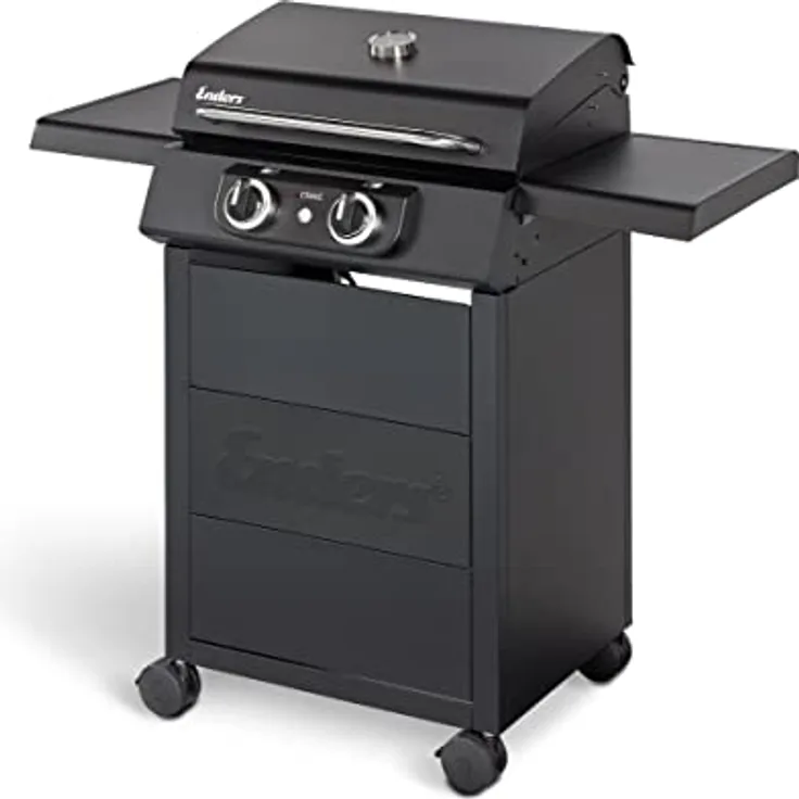 Enders® Elektrogrill eCRAVE 2, mit Gussrost, Grillwagen mit viel Stauraum, SIMPLE CLEAN™ Reinigungssystem, 2 leistungsstarke Heizelemente, formstabile Garhaube mit integriertem Thermometer #97116