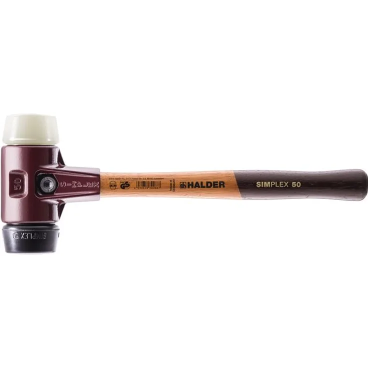 Halder SIMPLEX-Schonhämmer, mit Stahlgussgehäuse und hochwertigen Holzstiel Ø=80 mm 3028.080 Gummi/Nylon