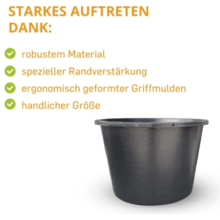 10x Mörtelkübel Mörtelkasten rund Pflanzkübel Mörtelwanne Zementwanne 65 L – Bild 3