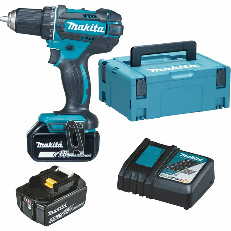 Makita DDF482RTJ Akku-Bohrschrauber 18 V 2 Gang Schnellspannbohrfutter 2x 5,0Ah Akku und Ladegerät im Makpac – Bild 1