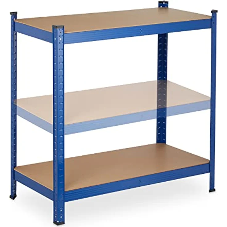 Schwerlastregal, HBT: 150 x 75 x 30 cm, Traglast: 875 kg, 5 Böden, zum Stecken, Keller & Garage, Stahl, blau – Bild 7
