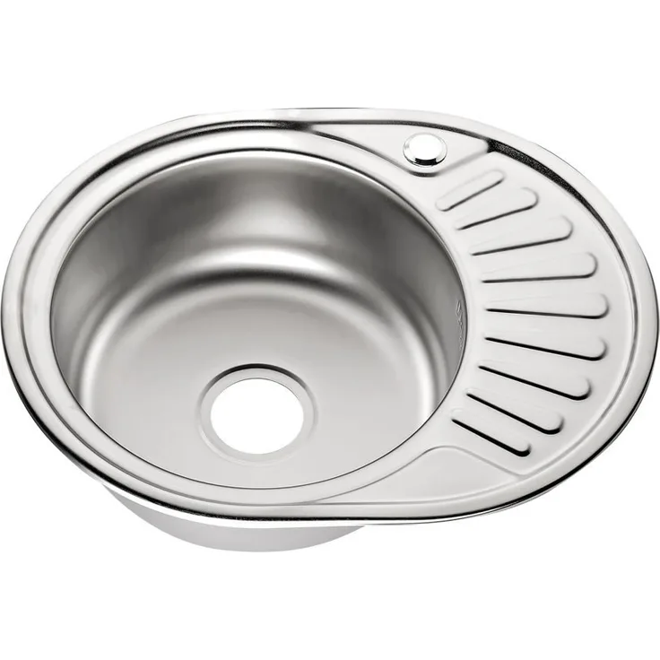 MUCOLA 57CM Edelstahlspüle LINKS Ablage Spülbecken Küchenspüle Rundbecken Einbauspüle