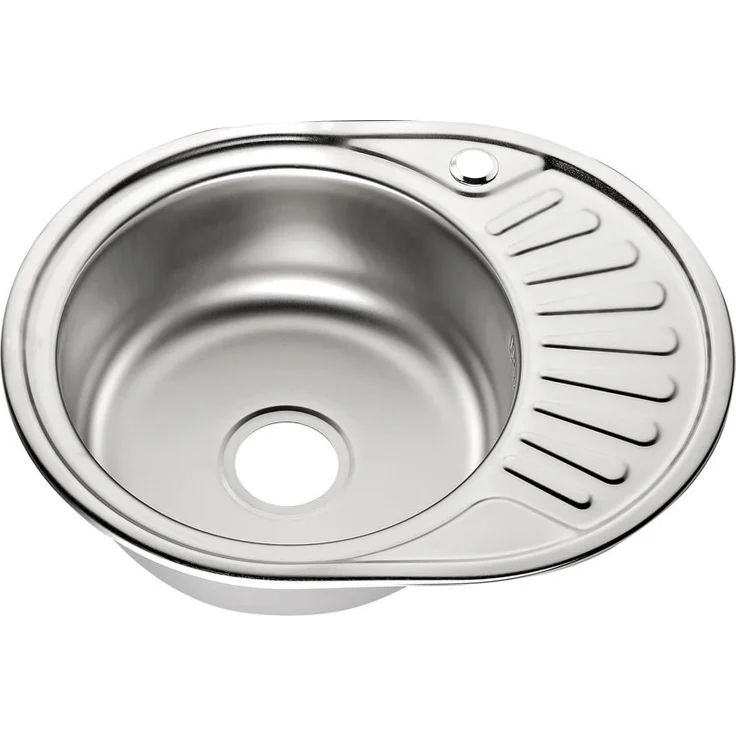 MUCOLA 57CM Edelstahlspüle LINKS Ablage Spülbecken Küchenspüle Rundbecken Einbauspüle – Bild 1