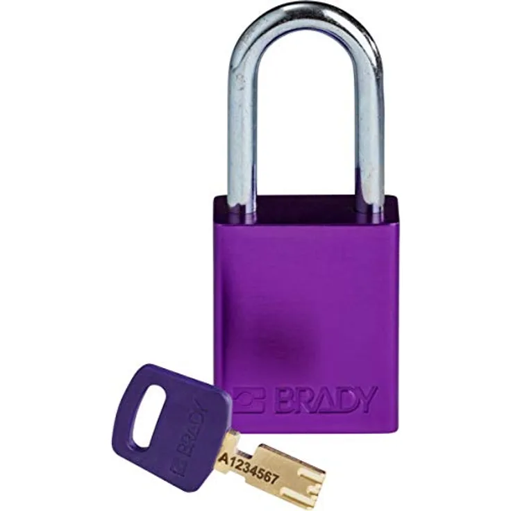 Brady (ALU-PRP-38ST-KD) SafeKey Anodized Aluminum Lockout-Vorhängeschloss Mit Stahl Bügel 38.00 mm Lila KD - Verschiedenschließende Schlösser 1 Stück