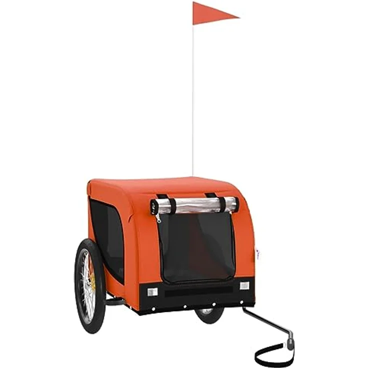 vidaXL Fahrradanhänger Hunde Orange und Schwarz Oxford-Gewebe & Eisen – Bild 1