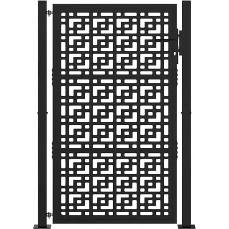 vidaXL Gartentor Schwarz 105x155 cm Stahl Kreuz-Design Metall Abschließbar – Bild 3