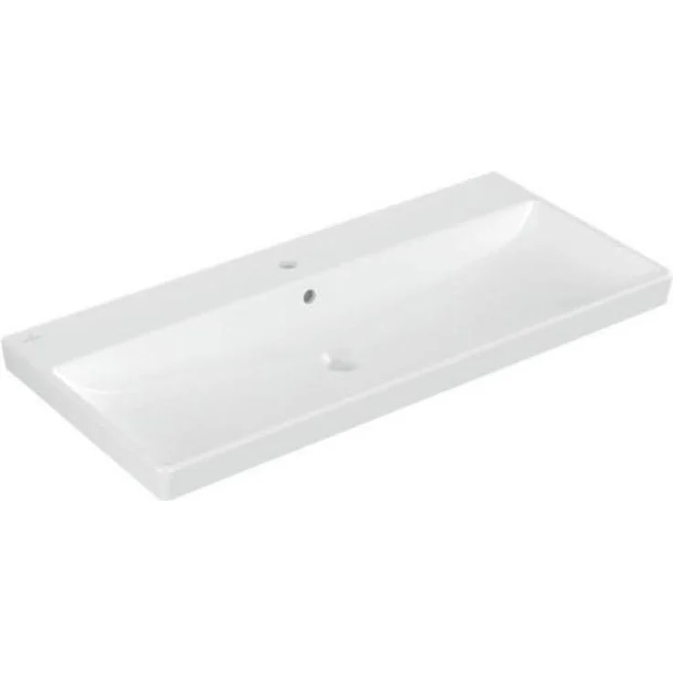 Villeroy & Boch AVENTO Schrankwaschtisch, Waschbecken 1000x470mm mit mittigem Hahnloch, Sanitärkeramik, integrierter Überlauf