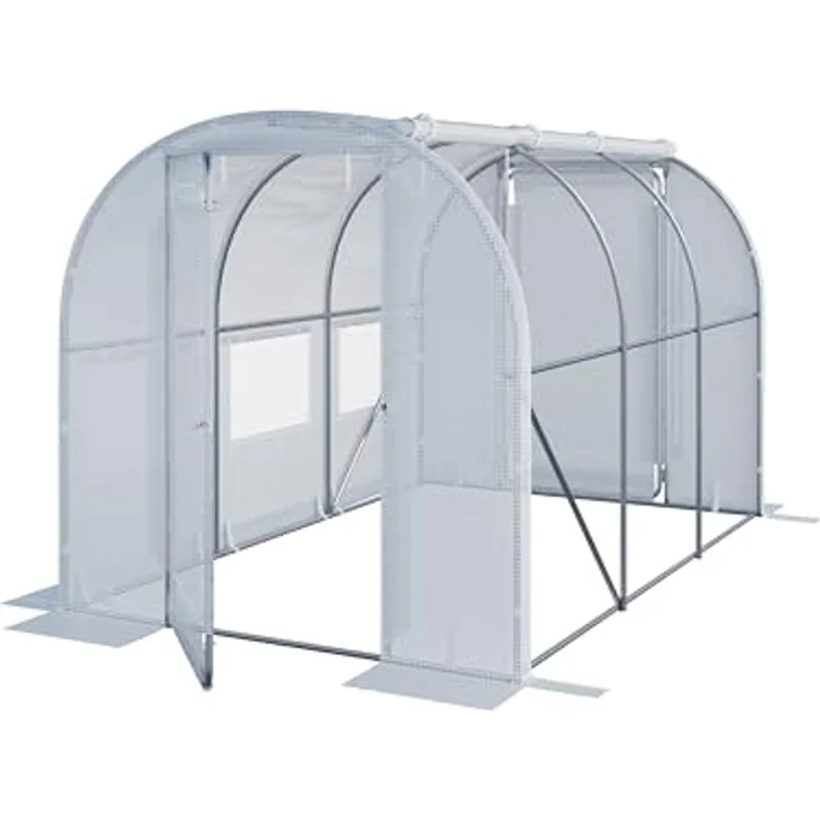 TOOLPORT Premium Foliengewächshaus 2x3m, PE Plane 180g/m², weiß transparent – Bild 1