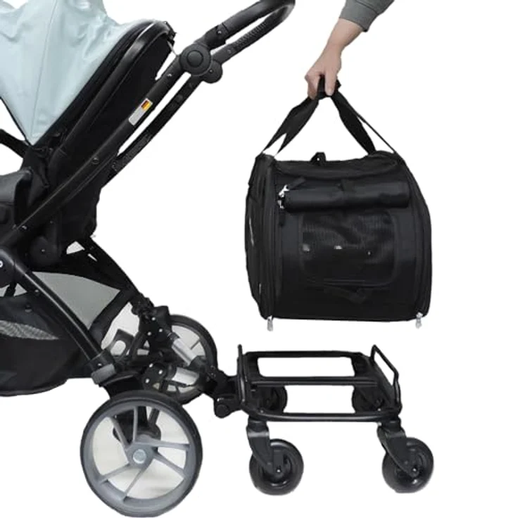 Eichhorn Kinderwagen Close2Me PetRider, Tiertransportbox mit Fahrgestell, belastbar bis 25 kg, inklusive DeluxeTragetasche und Regenschutzbezug – Bild 3