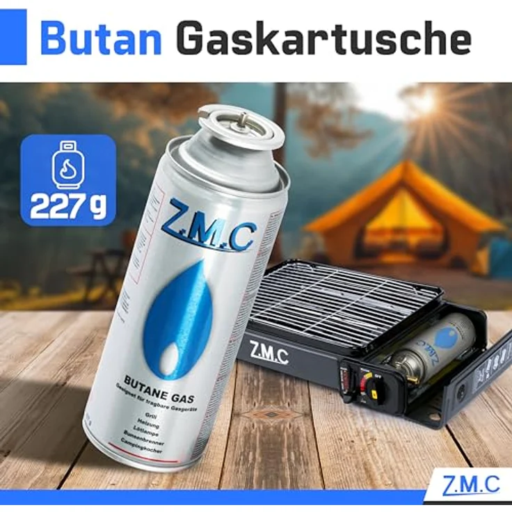 24 Kartuschen Butan Gas Kartusche Butangas Gaskartuschen Bunsenbrenner Campingkocher Gaskocher 227g Silber – Bild 3