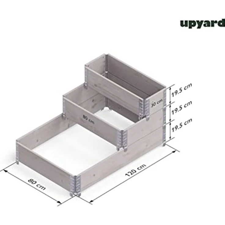 Upyard Stepped Bed - modernes Hochbeet aus Paletten - modulares, mehrstufiges Hochbeet aus Naturholz für Garten und Terrasse, 120x80x58,5, Grau – Bild 2