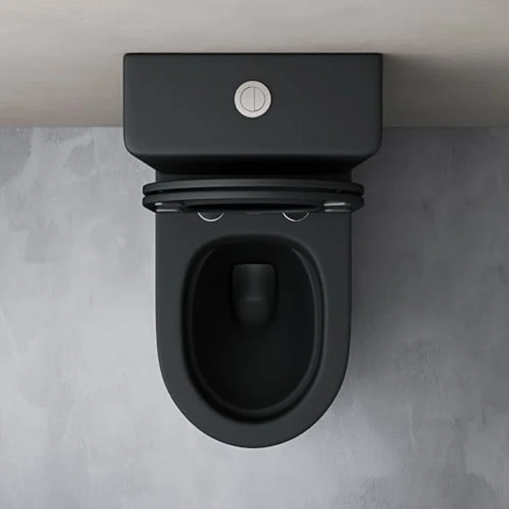 doporro Stand-WC S179T schwarz matt inkl. Softclose Absenkautomatik 36x63x82cm spülrandlos – Bild 5