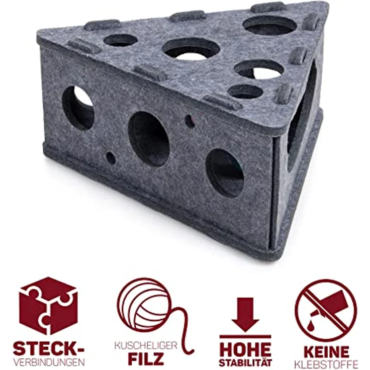 CanadianCat Company | Katzenspielzeug Selbstbeschäftigung, Interaktives Katzenspielzeug Filz Käsekästchen für Katzen, interaktives Spielzeug für Katzen – Bild 3