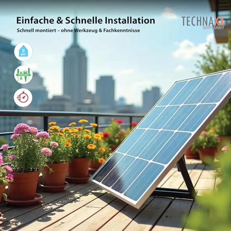 Technaxx Solarmodul TX-208, Polykristallin, 100 W, hohe Umwandlungsrate, schwarz – Bild 4