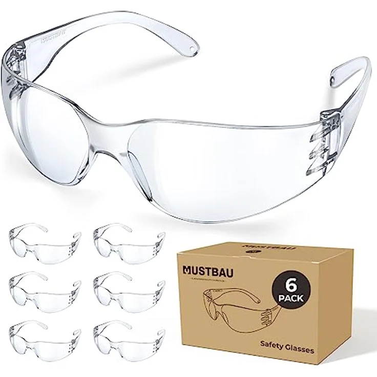 Mustbau Arbeitsschutzbrille SG-71006, klare Anti-Beschlag Sicherheitsbrille mit UV380 Schutz, kratzfest und ergonomisch – Bild 1