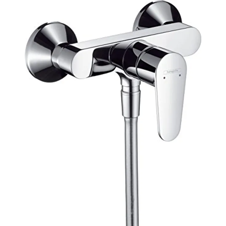 Hansgrohe Talis E 2 Brausenmischer Aufputz, Duscharmatur mit Keramikmischsystem, Chrom, Temperaturbegrenzung einstellbar, Durchflussmenge 22 l/min, S-Anschlüsse