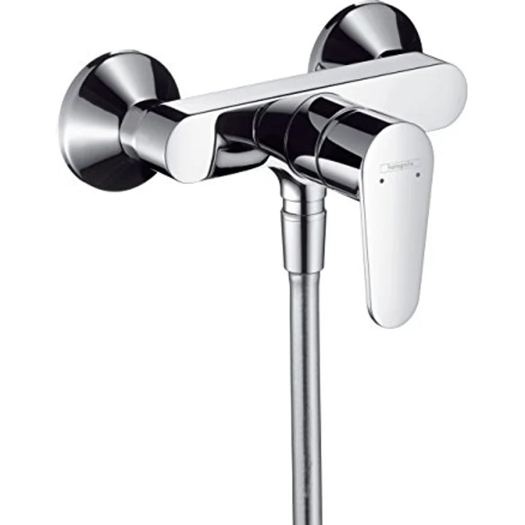 Hansgrohe Talis E 2 Brausenmischer Aufputz, Duscharmatur mit Keramikmischsystem, Chrom, Temperaturbegrenzung einstellbar, Durchflussmenge 22 l/min, S-Anschlüsse – Bild 1