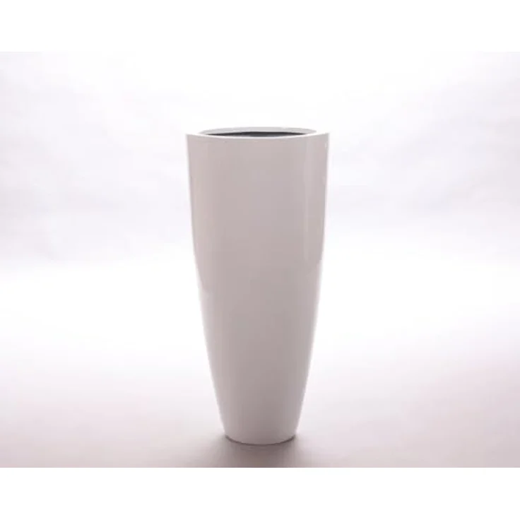 Elegant Einrichten Pflanzkübel aus Fiberglas, Hochglanz-Weiß, konisch, D30xH60cm, UV-beständig und frostsicher – Bild 1