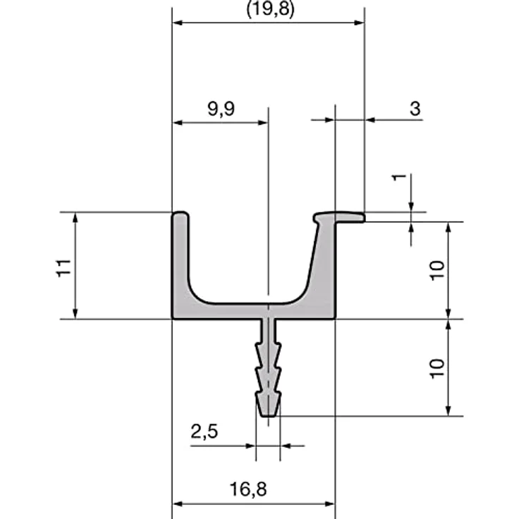 ACCURIDE 100005405, 995mm schwarz eloxierte Griffleiste für Prego-Schranktüren, Profilleiste zum Einfräsen für Möbelfronten Alu – Bild 3