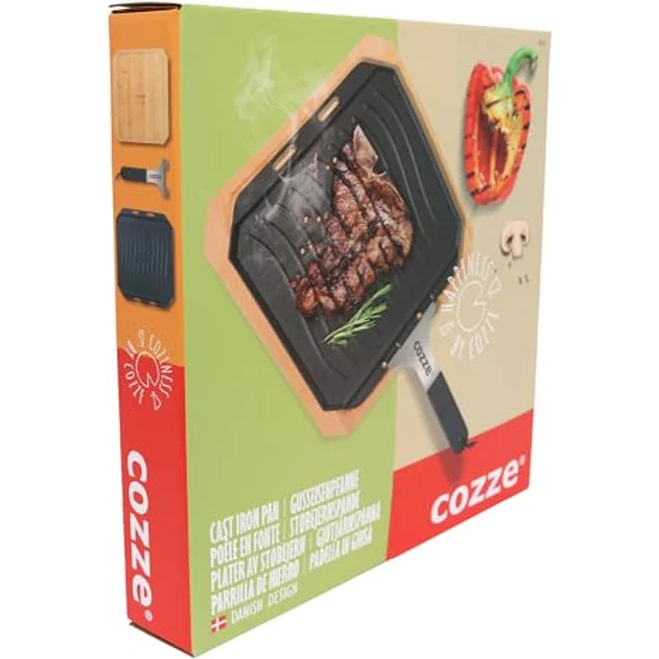 COZZE Gusseisenpfanne mit Holztablett, groß – Bild 5