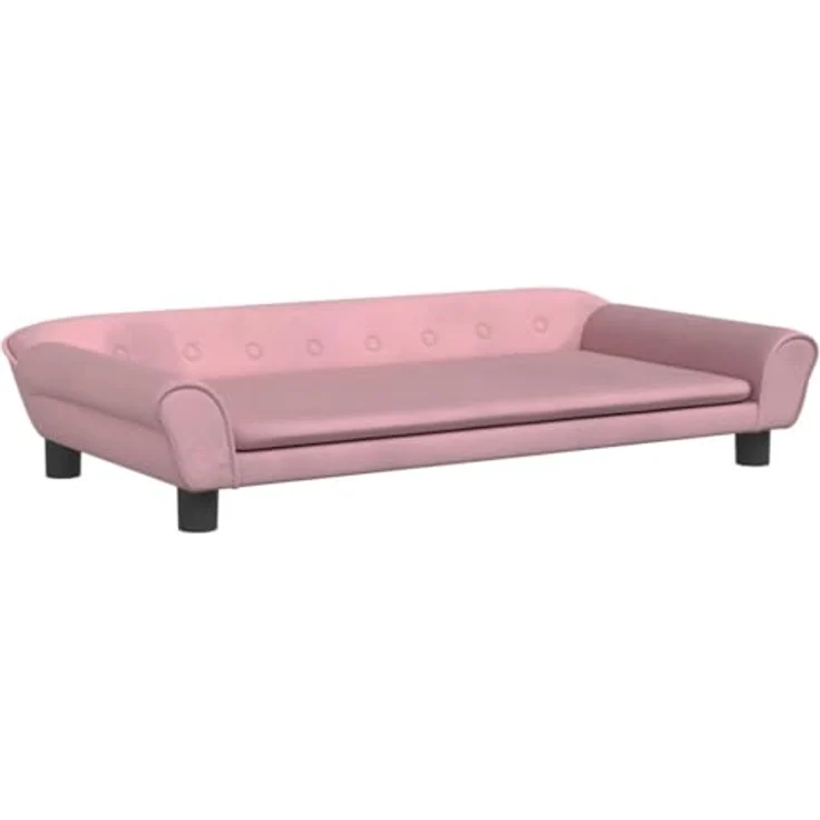 vidaXL Hundebett, Hundekissen mit weicher Polsterung, Hundesofa Hundecouch für kleine Hunde Haustiere, Haustierbett Katzenbett, Rosa Samt – Bild 1