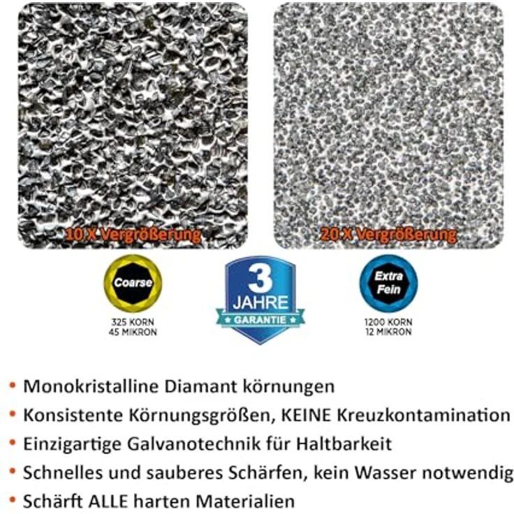 SHARPAL 127N Dual-Grit Diamant-Schleifstein, 325/1200 Körnung, Werkzeugschärfer für Messer, Axt, Rasenmähermesser und Gartenschere mit echtem Lederscheide – Bild 3