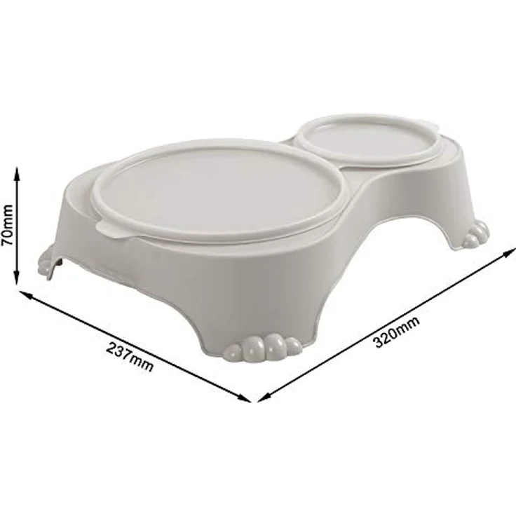 Rotho Sally Doppel Futternapf mit Deckel, Kunststoff (PP) BPA-frei, sand, 1l + 0,28l (32,0 x 23,7 x 7,0 cm) – Bild 3