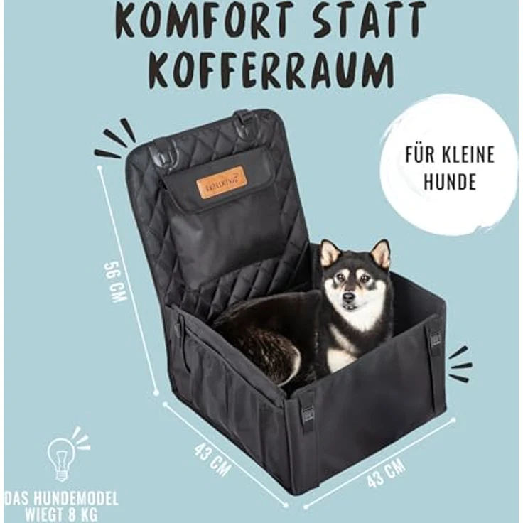 Rudelkönig Autositz für Hunde, Wasserabweisender Hundekorb für Auto Rückbank, für kleine und mittlere Hunde, schwarz – Bild 3
