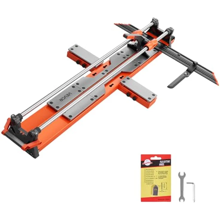 VEVOR Fliesenschneider 1200 mm, Fliesenschneidmaschine mit verschiebarem Schneidkopf, federbelasteter Basis, Winkelanschlag und Wolframkarbid-Trennscheibe für Keramikfliesen – Bild 1
