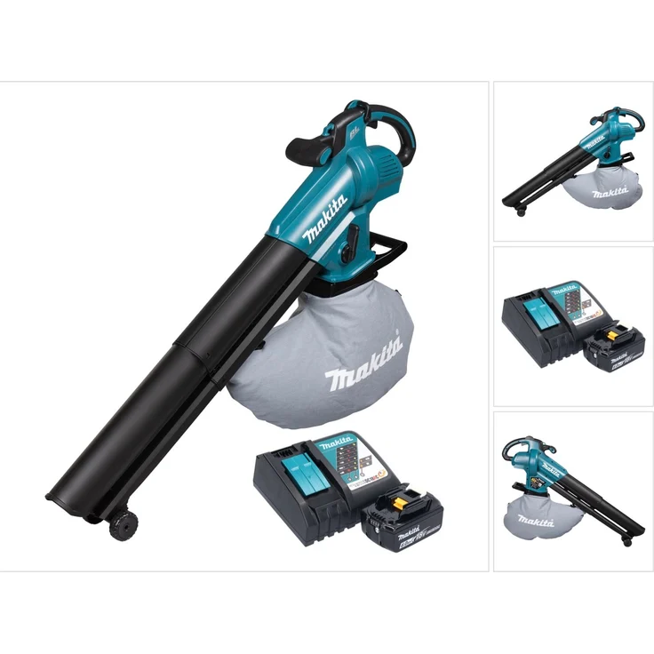 Makita DUB 187 RG Akku Laubbläser und Laubsauger 18 V Brushless + 1x Akku 6,0 Ah + Ladegerät, bürstenloser Motor, Xtreme Protection Technology (XPT), 25 Liter Fangsack, integrierte Häckselfunktion