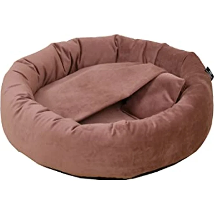 Rohrschneider Hundekissen Kuschelhöhle Denver Samt S-M-L mit Hundekotbeutelset (S, Rosé) – Bild 3