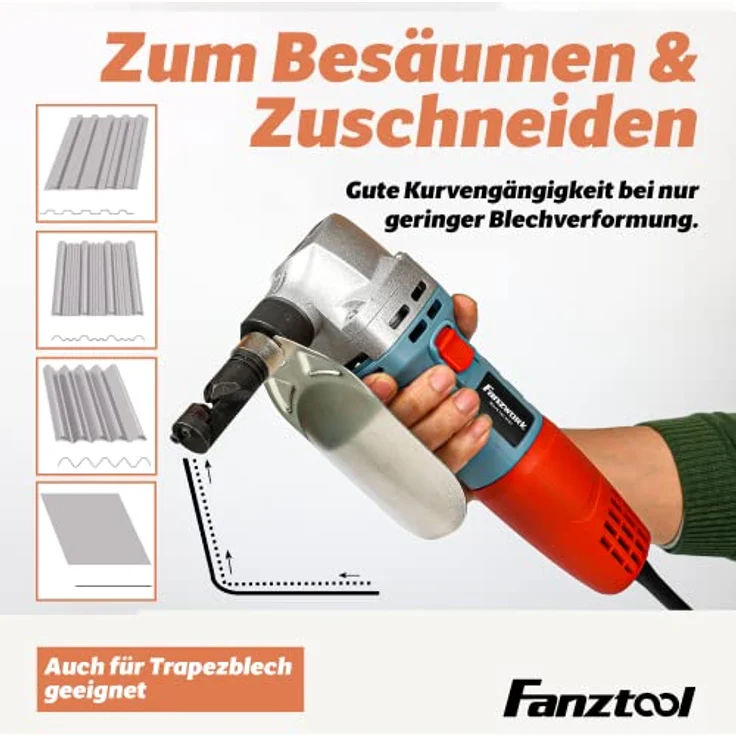 FANZTOOL Knabber Blechknabber Knabber Nibbler Blechschere Blechnibbler 600W mit Kopfer und 2 x Stempel – Bild 4