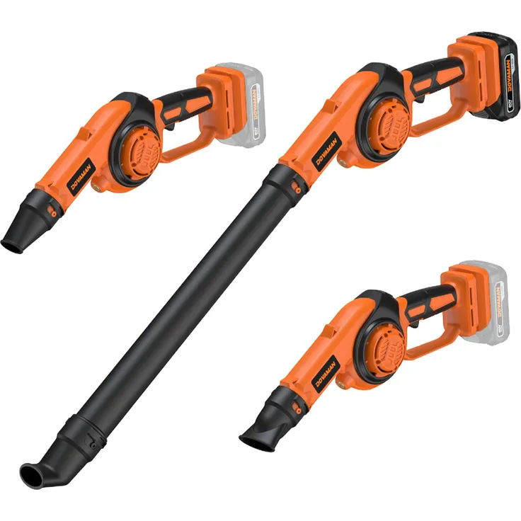 DOVAMAN 20V Akku-Laubbläser 3-in-1, 288 km/h, 3 Stufen, orange, inkl. Akku, Ladegerät & 3 Düsen