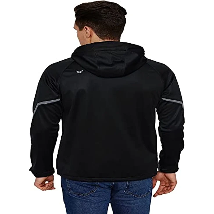 Erima Softshelljacke Herren Softshelljacke Function, wind- und wasserabweisend, atmungsaktiv, abnehmbare Kapuze, Handstulpen, marine – Bild 4