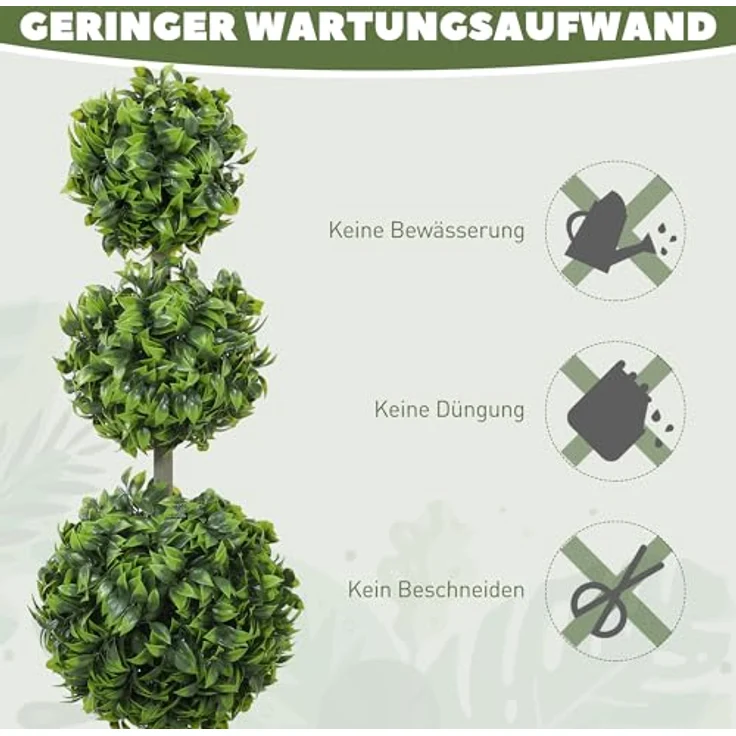 HOMCOM 2er Set Künstlicher Buchsbaum, 100 cm hohe Kunstpflanze mit UV-Schutz, Pflegefrei, ideal für Wohnzimmer, Schlafzimmer und Garten – Bild 5