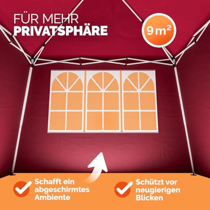 DEUBA 2x Seitenwände Seitenteile Pavillon Faltpavillon Capri Partyzelt Gartenzelt Zelt rot Polyester – Bild 5