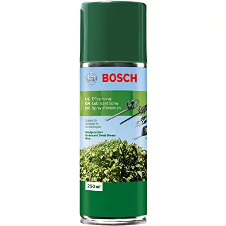 BOSCH Pflegespray für Gartengeräte, 0,25 l, schnelle Schmutzentfernung mit neutralem Duft