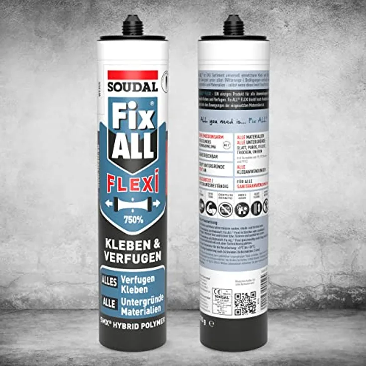Soudal Fix All Flexi, Universalkleber, 470 g, hellgrau, mit Clipdüse