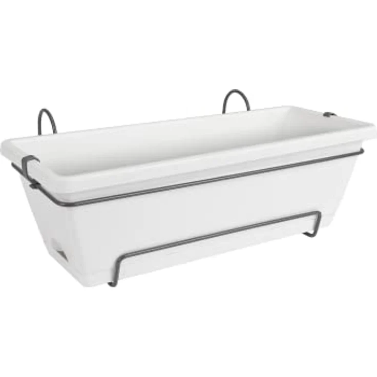 elho Barcelona Allin1 50 - Übertopf für Balkon & Außen - 100% recyceltem Plastik - Ø 49.5 x H 18.5 cm - Weiß/Weiss – Bild 2