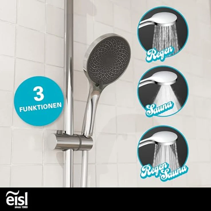 Eisl Stangenbrause-Set GRANDE VITA, 3 Strahlarten, höhenverstellbar, Antikalk, wassersparend, 90 cm – Bild 2