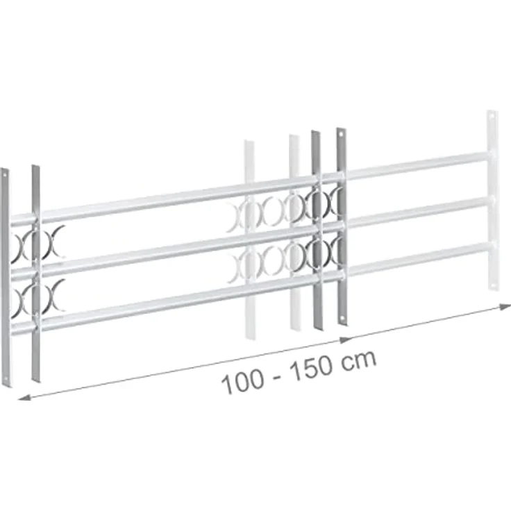 Fenstergitter Einbruchschutz, Ausziehbar, Aussen, Verzinkt, Stahl, 450 x 1000-1500 mm, Sicherheitsgitter, grau – Bild 6