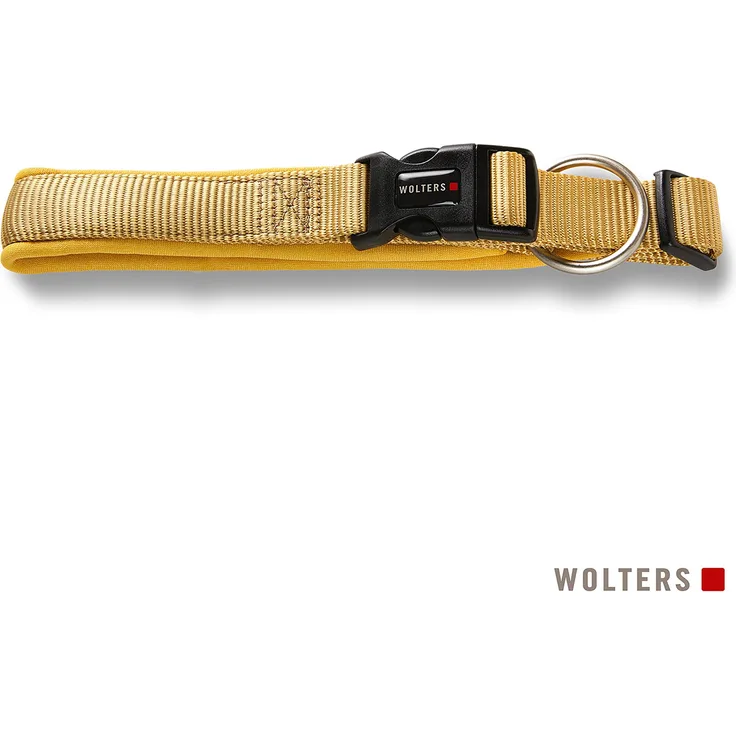 Wolters Professional Comfort Halsband extra-breit Gr.11, 70-80 cm x 4,5 cm, mit polsterndem Neopren, curry gelb, inklusive Leine