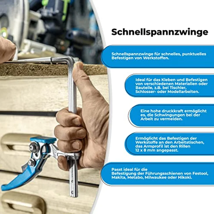 Högert Technik - Hebelzwinge 160 mm I Befestigungskraft bis 2050 N I Aus Gehärtetem Stahl I Arretierungratsche I Schnelle Regulierung der Druckkraft I HT3B941 – Bild 3