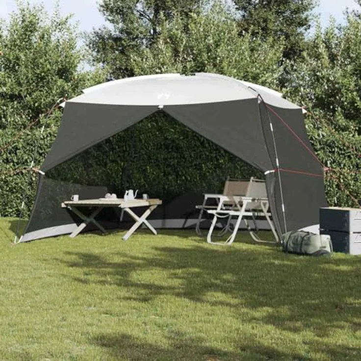 vidaXL Moskitonetz-Zelt mit Dach Grau, wasserfest und UV-beständig, 380 x 380 x 225 cm, zusammenklappbar – Bild 2